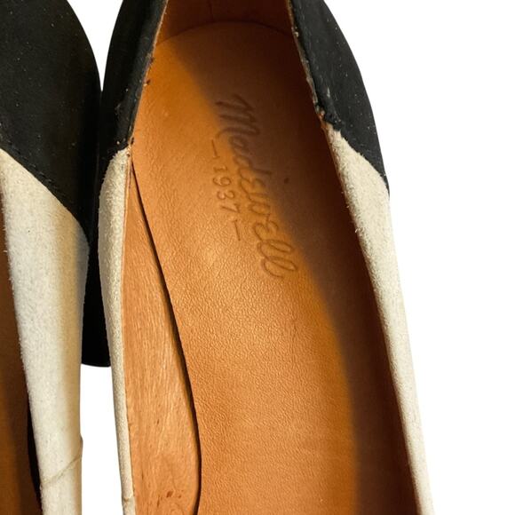 Madewell Womens Black Cream Suede Classic Pump Size 10 Block Heels Office Work - Picture 3 of 12